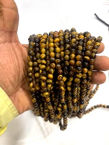 TIGER EYE STONE ROUND 6MM GEMSTONE BEADS 14 INCH 1 STRANDS - Picture 1 of 5