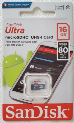 SanDisk Ultra SDSQUNS-016G-GN3MN 16GB 80MB/s UHS-I Class 10 microSDHC Card - Image 1 of 2
