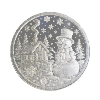 Muñeco de nieve de vacaciones 2025 1/10 OZ redondo de plata fina .999  Foto 1 de 3