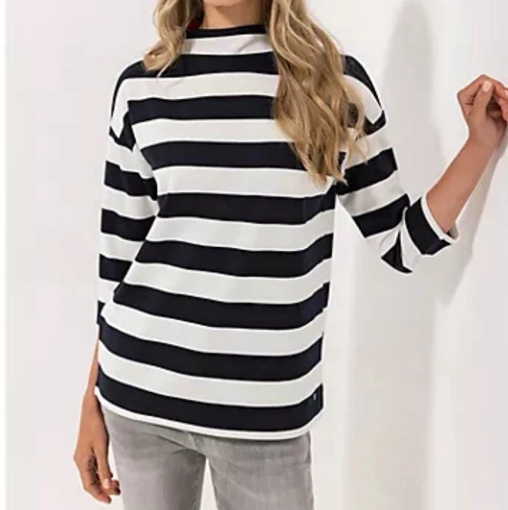 STRANDFEIN Sweatshirt, 3/4-Arm Stehkragen gestreift figurumspielend. Gr.40.   F - Bild 1 von 3