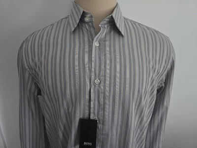 BOSS HUGO BOSS LEX GRAY STRIPPED NEW Men's Regular Fit CASUAL SHIRT Sz XL - Image 1 of 4