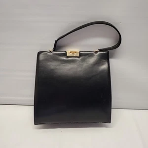 Vintage Dofan Verschluss schwarz Leder Damen Handtasche Clutch Geldbeutel - Bild 1 von 15