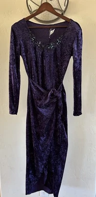 Vestido Vintage All That Jazz S Roxo Veludo Esmagado Renda Romântico Whimsigoth Anos 90 - Imagem 1 de 4