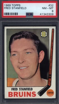 1969 年 Topps #32 Fred Stanfield Bruins PSA 8 — 第 1/2 张图片