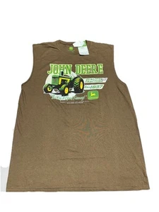 Canotta uomo smanicata trattore John Deere nuova con etichetta taglia L marrone-ASPETTO INTEMPERIE  - Foto 1 di 13