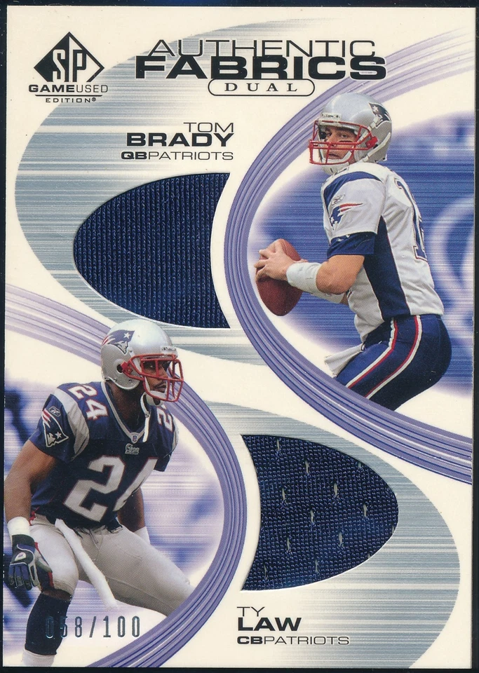 2003 UPPER DECK SP GAME USED TOM BRADY AUTHENTIC FABRICS GAME USED JERSEY /100 - Image 1 of 1