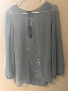 Camiseta sin mangas Talbot's Sheer Goth Whimsy talla 12 verde con lentejuelas - Imagen 1 de 6