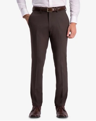 $95 NUEVO KENNETH COLE REACTION Hombres 33x30 Marrón Cuadros Calce Ajustado Pantalones/Pantalones de Vestir Foto 1 de 4