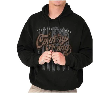 Country Strong American Original USA Flag Hoodie Hooded Sweatshirt Men Women - Picture 1 of 7