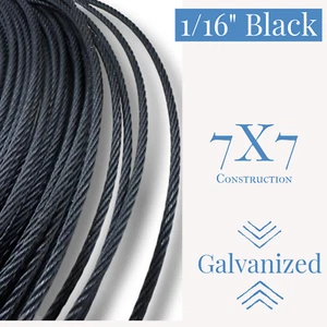 1/16" Black Oxide Cable Wire Rope 7x7 - Picture 1 of 9