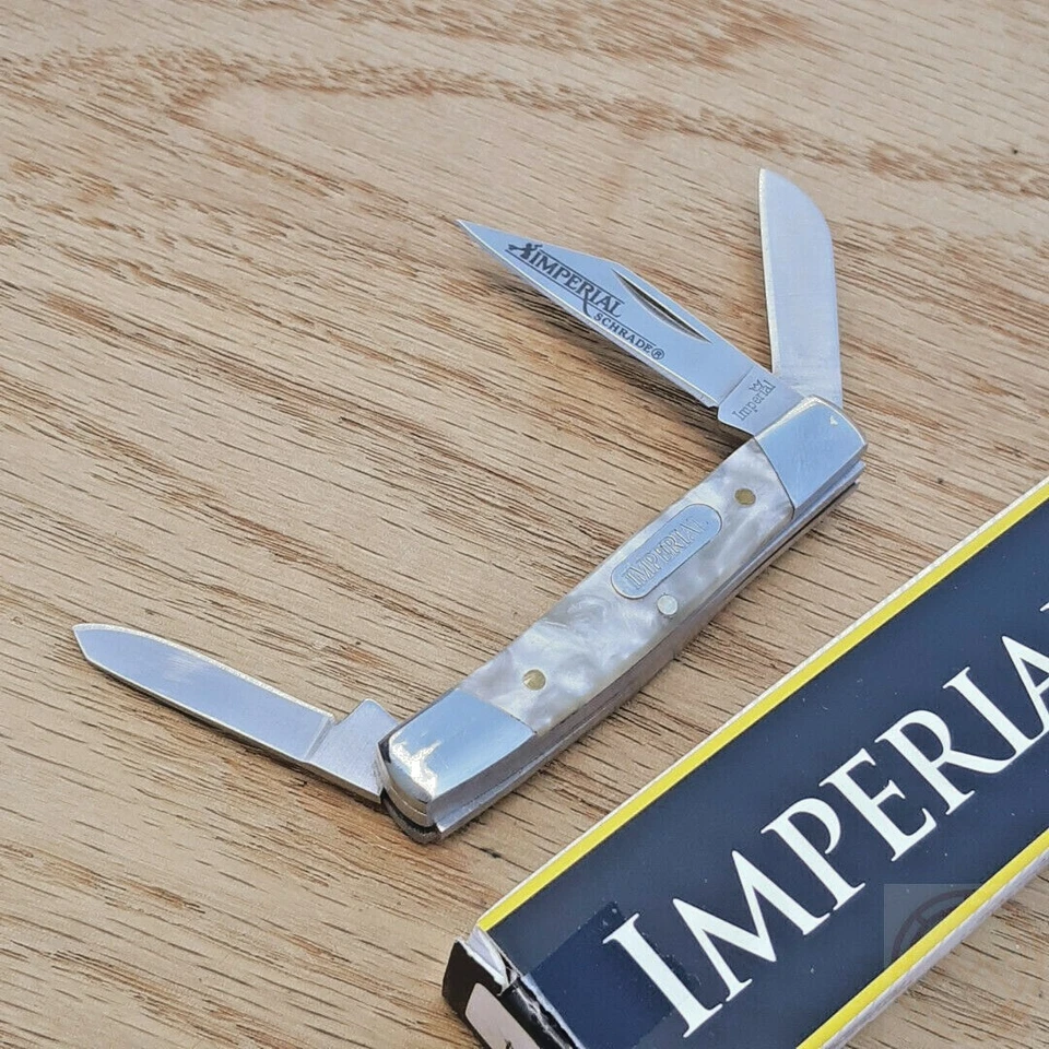 Cuchillo de ganadero pequeño Schrade Imperial cuchillas de acero inoxidable mango de celuloide Foto 1 de 4