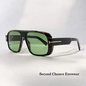 Tom Ford Turner TF1101 ECO 52N 58-15 140 Tortoise Green Lens-Full Kit-NEW-Italy - Picture 1 of 12