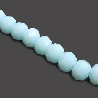 Glasperlen facettiert geschliffen 6x5 mm hell blau 88 Perlen nenad-design R011 - Bild 1 von 4