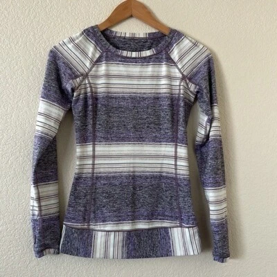 Top manga larga Lululemon color púrpura y crema Race Your Pace talla 2 Foto 1 de 4