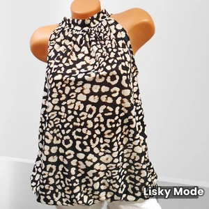Italy Women's Top Shirt Hippie Pattern Bow Neck Neckholder Black 36 38 40 - Picture 1 of 16