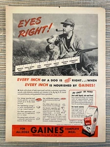 Comida para perros Gaines Meal Krunchon caza Sherburne Nueva York 1946 anuncio impreso vintage - Imagen 1 de 1
