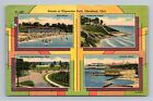 Cleveland Oh Scenes At Edgewater Park Multiview Bath House Beach 1950S Postcard