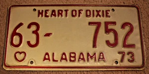 Vintage Alabama Heart of Dixie License Plate - 1973, Lot #73-2 - Picture 1 of 2
