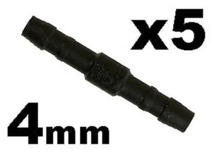 5x 4mm 1/8" Straight In-Line Hose Tube Pipe Connector Joiner Air Fuel Water - Picture 1 of 1