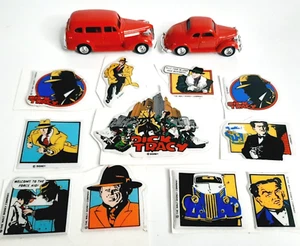 Dick Tracy Bundle 1990 Red ERTL Tess' Car & Itch's Car + 11 Puffy Stickers - Picture 1 of 12