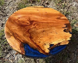Custom Made Round Epoxy Coffee Table Sofa Center Wooden Handmade Art Garden Deco - Picture 1 of 8