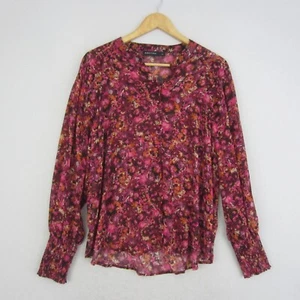 Decjuba Top Womens 14 Pink Floral Blouse Shirt Long Sleeve Flowy Boho Peasant - Picture 1 of 14