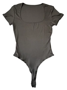 Cider Bodysuit Womens Size S Black S/S Stretchy Snap Crotch Elastic Leg - Picture 1 of 10