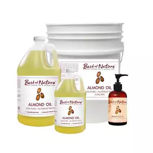 Pure Sweet Almond Oil - Skin, Hair, Face - Natural Carrier, Massage, DIY, Bulk - Picture 1 of 10
