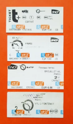 4 Anciens TICKETS METRO - RATP - BUS - SNCF - RER  - PARIS - TBE - Photo 1/2