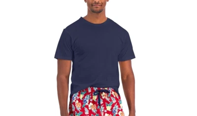 Camisa pijama para dormir azul marino Club Room para hombre S/M/L Foto 1 de 3