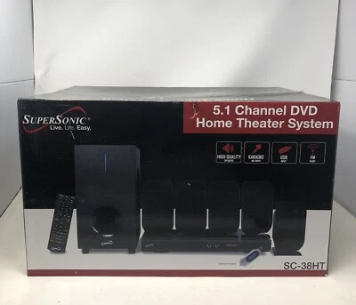 Supersonic SC-38HT 5.1 Channel DVD Home Theater System DVD/CD , Karaoke Mic Jack - Image 1 of 4