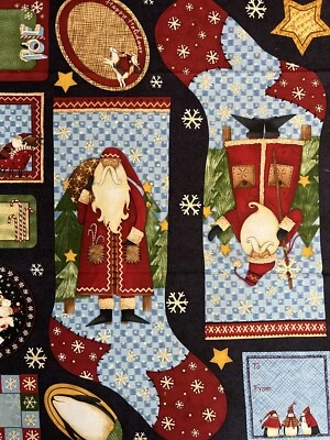 Arctic Holiday by Debbie Mumm SSI Fabric Panel 23”x44” Vintage Stockings - Image 1 of 4