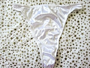 VINTAGE VICTORIA SECRET SECOND SKIN SATIN THONG PANTY M HI CUT SILKY SISSY SEXY - Picture 1 of 2