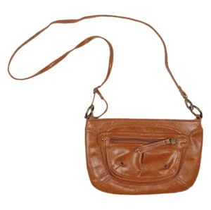 Merona Faux Leather Crossbody Bag 10” x 7” x 1” Brown Boho Purse Zipper Lined - Picture 1 of 5