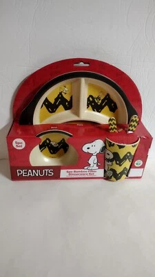 Juego de vajilla de bambú Peanuts 5 piezas Snoopy Charlie Brown nuevo Foto 1 de 2