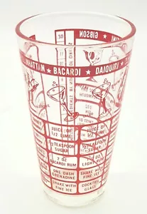 Vintage Shaker Glass Anchor Hocking 7 Drink Recipes Barware Cocktail Mixer - Picture 1 of 7