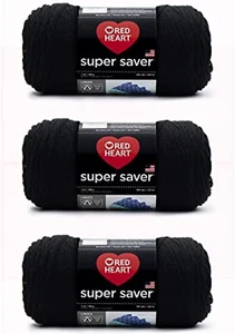 Super Saver Black Yarn - 3 Pack of 198G/7Oz 4 Medium - 364 Yards - Crochet - Picture 1 of 12