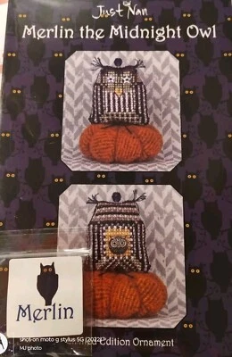 MERLIN THE MIDNIGHT OWL CROSS STITCH CHART & EMB. - Image 1 of 4