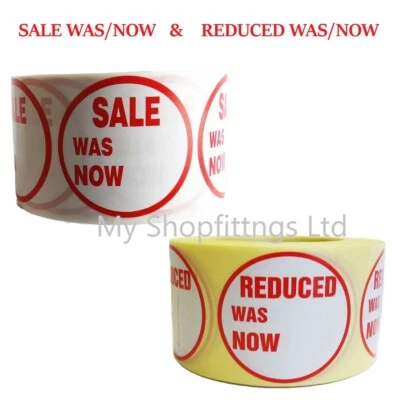 500 X RED PRICE SELF ADHESIVE STICKER REDUCED AND SALE WAS NOW LABELS FOR RETAIL