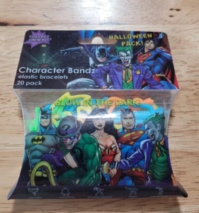 DC Halloween Glow In The Dark CHARACTER BANDZ ELASTIC BRACELETS, 20 PACK - Picture 1 of 2