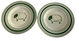 Vtg HausenWare Sheep Lamb Cream Green Salad Plate Restuarant Ware 8in Set 2 ReAD - Picture 1 of 12