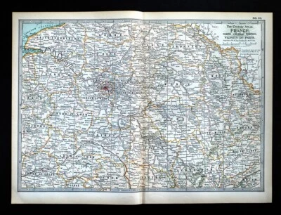 Mapa del siglo 1897 París vecindad Le Havre Orleans St. Denis Amiens Le Mans Dijon Foto 1 de 3