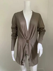 BRUNELLO CUCINELLI Mushroom Fine Cotton Blend V Nk. Ruch Cardigan NWT $745 Sz XL - Picture 1 of 7