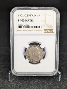 Beautiful 1902 Matte Proof Edward VII Shilling - Great Britain - NGC PF63 Matte  - Picture 1 of 4