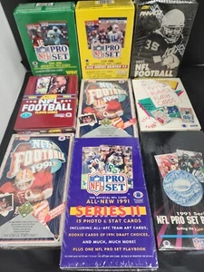 HUGE Lot of Min 100 Unopened Old Vintage Football Cards in Wax Packs 1990's - Picture 1 of 1
