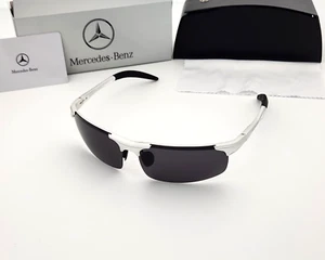 Gafas de sol polarizadas Mercedes Benz brazo flexible de metal deportivas sin montura plateadas humo MB2 - Imagen 1 de 10