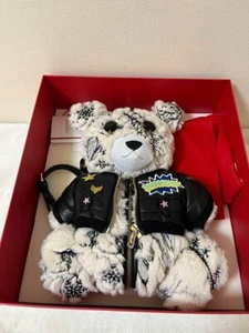 Braccialini Teddy Bear Bakpack  Black and White Pattern Fur Studded Strap - Picture 1 of 4