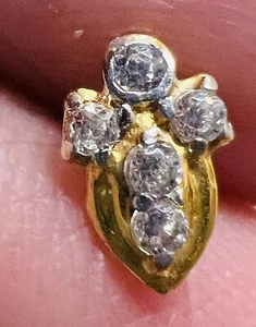 Arrow CRISTALES BOHO 22 kt oro nariz anillo pin perno India calibre 16-EE. UU. #ZG - Imagen 1 de 20