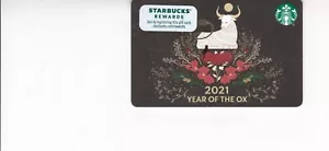 Tarjeta Starbucks ""Año del Ox"" Año Nuevo 2021 PIN CUBIERTA INTACTA - Imagen 1 de 1
