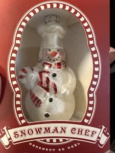 Handgefertigter Glas Weihnachtsschmuck Williams Sonoma Vintage Schneemann Koch 2007 Y2K - Bild 1 von 5